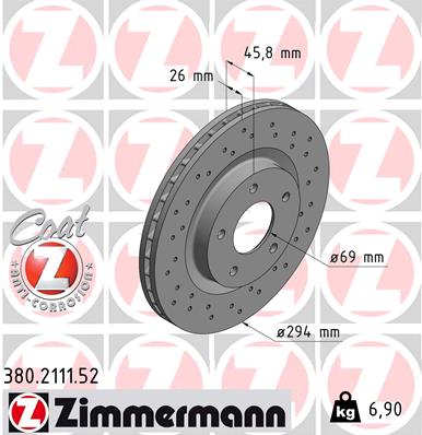 Brake Disc - 380.2111.52 ZIMMERMANN