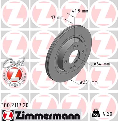 Brake Disc - 380.2117.20 ZIMMERMANN