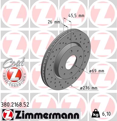 Brake Disc - 380.2168.52 ZIMMERMANN