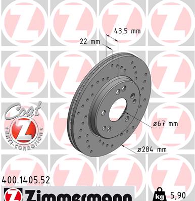 Тормозной диск - 400.1405.52 ZIMMERMANN