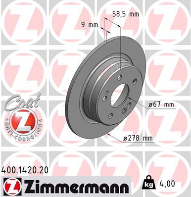 Тормозной диск - 400.1420.20 ZIMMERMANN