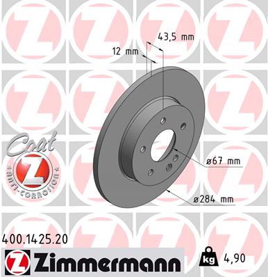 Тормозной диск - 400.1425.20 ZIMMERMANN