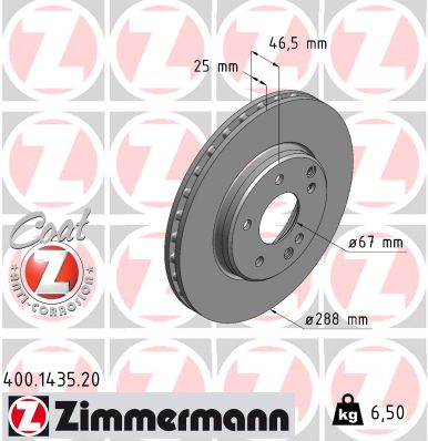 Brake Disc - 400.1435.20 ZIMMERMANN