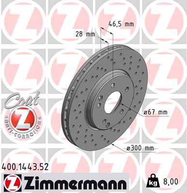 Brake Disc - 400.1443.52 ZIMMERMANN