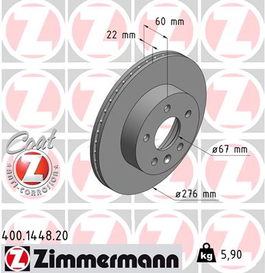 Тормозной диск - 400.1448.20 ZIMMERMANN