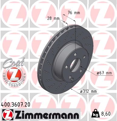 stabdžių diskas - 400.3607.20 ZIMMERMANN