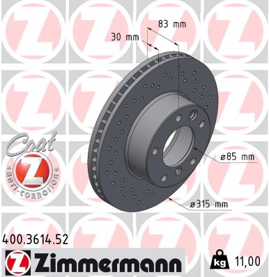 Bremsscheibe - 400.3614.52 ZIMMERMANN