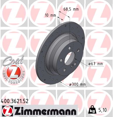 Brake Disc - 400.3621.52 ZIMMERMANN