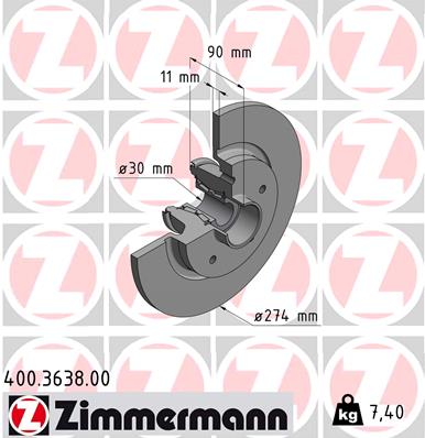 Brake Disc - 400.3638.00 ZIMMERMANN
