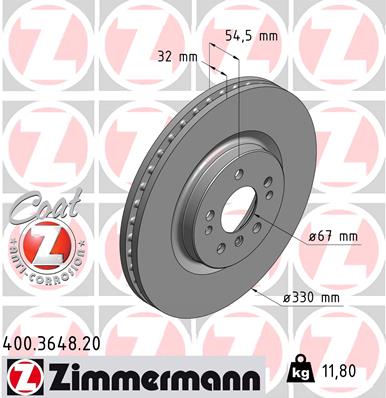 stabdžių diskas - 400.3648.20 ZIMMERMANN