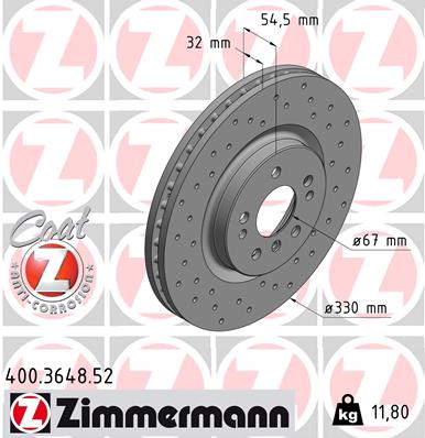 stabdžių diskas - 400.3648.52 ZIMMERMANN