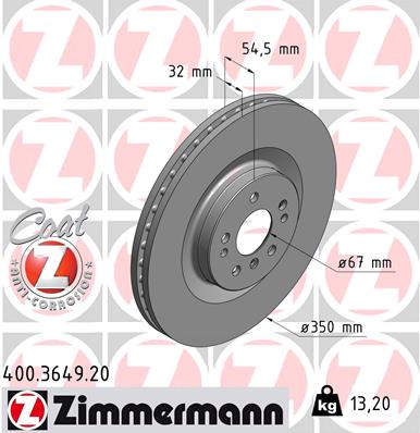 stabdžių diskas - 400.3649.20 ZIMMERMANN