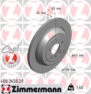 Brake Disc - 400.3650.20 ZIMMERMANN