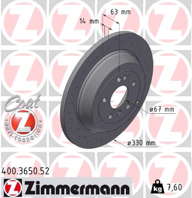 Brake Disc - 400.3650.52 ZIMMERMANN