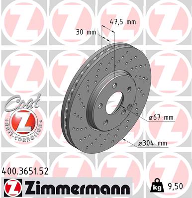 Brake Disc - 400.3651.52 ZIMMERMANN