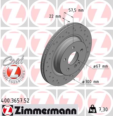 Brake Disc - 400.3657.52 ZIMMERMANN