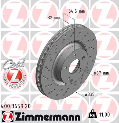 Brake Disc - 400.3659.20 ZIMMERMANN