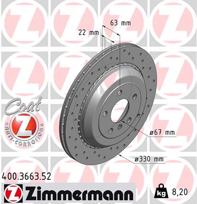 Brake Disc - 400.3663.52 ZIMMERMANN