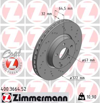 Brake Disc - 400.3664.52 ZIMMERMANN