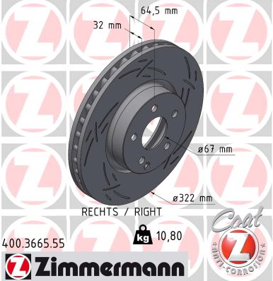 Brake Disc - 400.3664.55 ZIMMERMANN