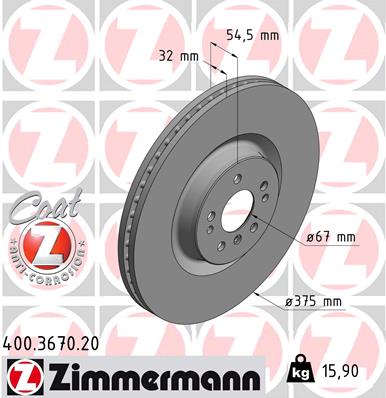 Brake Disc - 400.3670.20 ZIMMERMANN
