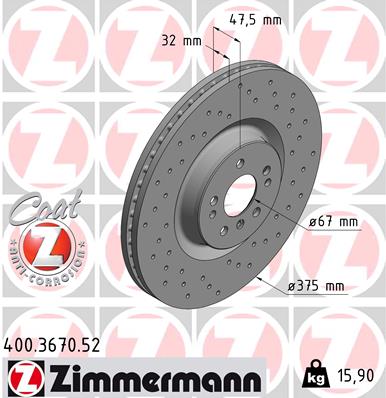 Brake Disc - 400.3670.52 ZIMMERMANN