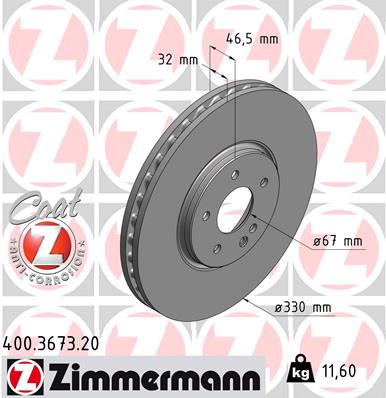 stabdžių diskas - 400.3673.20 ZIMMERMANN