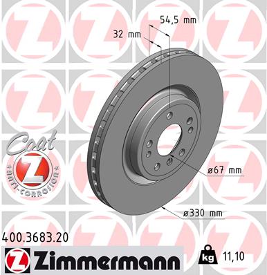 Brake Disc - 400.3683.20 ZIMMERMANN