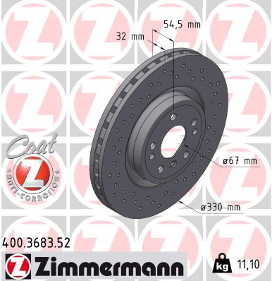 Brake Disc - 400.3683.52 ZIMMERMANN