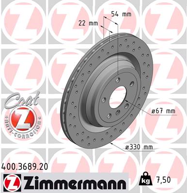 Brake Disc - 400.3689.20 ZIMMERMANN