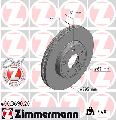 Brake Disc - 400.3690.20 ZIMMERMANN