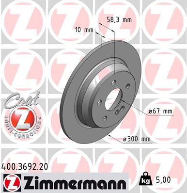 Brake Disc - 400.3692.20 ZIMMERMANN