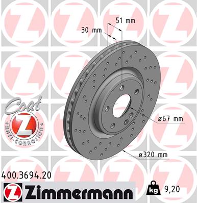 Brake Disc - 400.3694.20 ZIMMERMANN