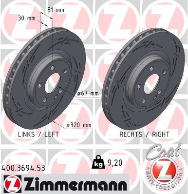 Brake Disc - 400.3694.53 ZIMMERMANN