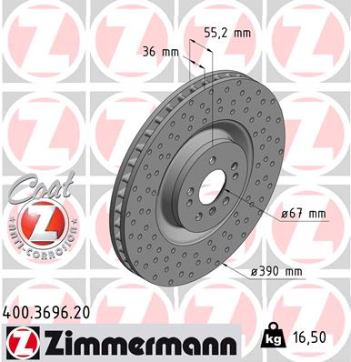 Brake Disc - 400.3696.20 ZIMMERMANN