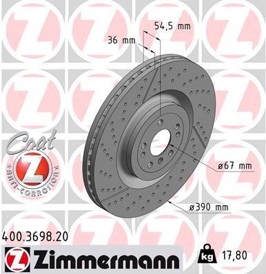 stabdžių diskas - 400.3698.20 ZIMMERMANN