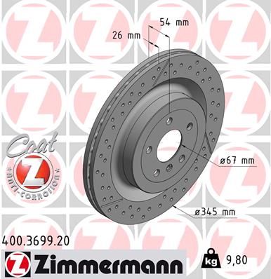 Brake Disc - 400.3699.20 ZIMMERMANN