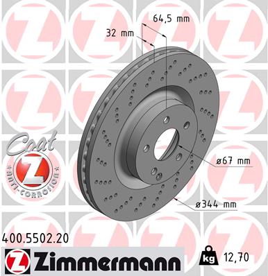 Brake Disc - 400.5502.20 ZIMMERMANN