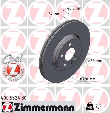 Brake Disc - 400.5524.30 ZIMMERMANN