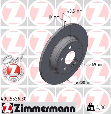 Brake Disc - 400.5526.30 ZIMMERMANN