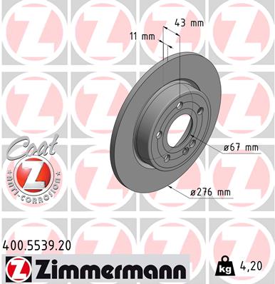 Brake Disc - 400.5539.20 ZIMMERMANN