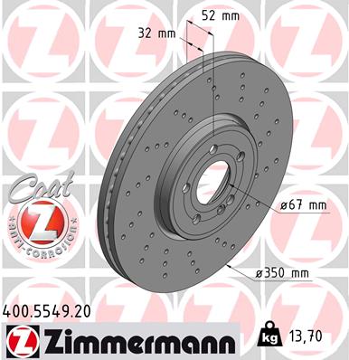 stabdžių diskas - 400.5549.20 ZIMMERMANN