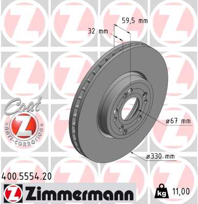 Brake Disc - 400.5554.20 ZIMMERMANN