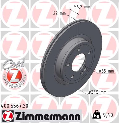 Brake Disc - 400.5567.20 ZIMMERMANN