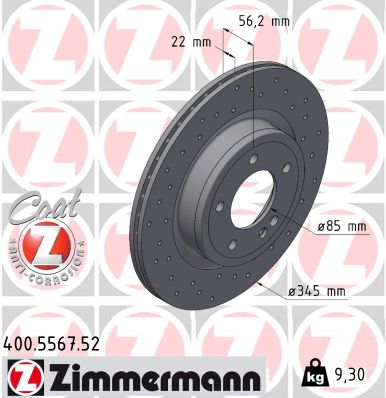 Brake Disc - 400.5567.52 ZIMMERMANN