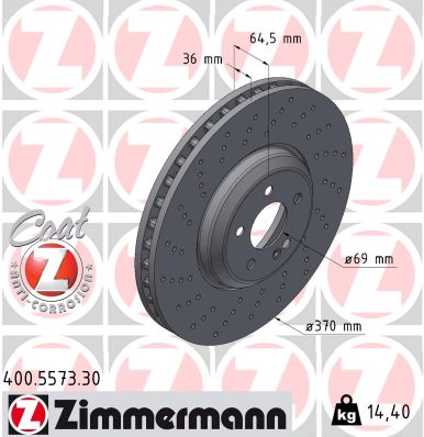 Brake Disc - 400.5573.30 ZIMMERMANN