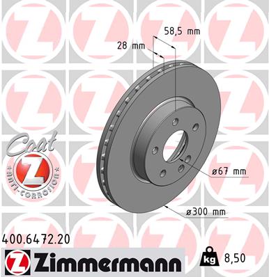 Brake Disc - 400.6472.20 ZIMMERMANN