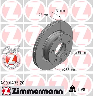 Brake Disc - 400.6475.20 ZIMMERMANN