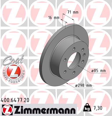 Brake Disc - 400.6477.20 ZIMMERMANN