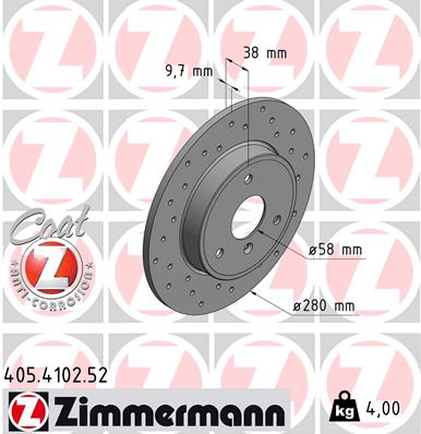 Brake Disc - 405.4102.52 ZIMMERMANN